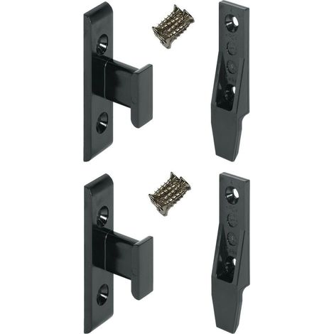 – Kit de ferrures d'assemblage pour meuble – 2 mâles et 2 femelles en plastique – 8 vis en acier – Pour fixation portes et placards bois (1/2)