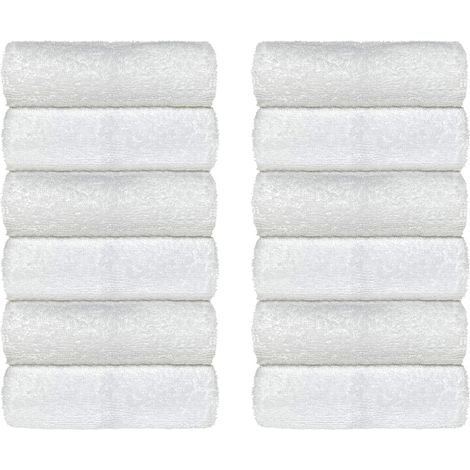 Set Asciugamani Bagno 100% Cotone Super Assorbenti Telo Doccia Spugna Professionali Salvietta Lavetta Viso Asciugamano Salviette Teli Asciugamano Ospite Qualità Hotel Lavette 12 Salviette viso - Bianc