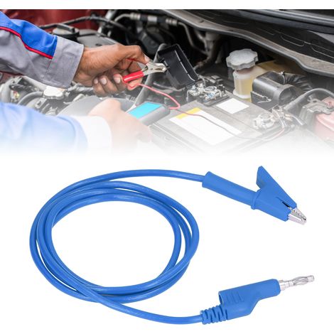 Câble de Test Flexible avec Pinces Crocodile et Fiches Banane 4mm Bleu pour Mesures Électriques J.70035‑1 (1/5)