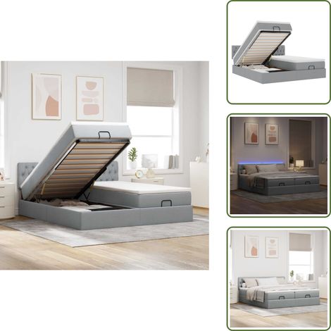 Coprimaterasso lavabile - vidaXL Struttura Letto Pouf con Materassi 180x200 cm in Tessuto - Luci a LED