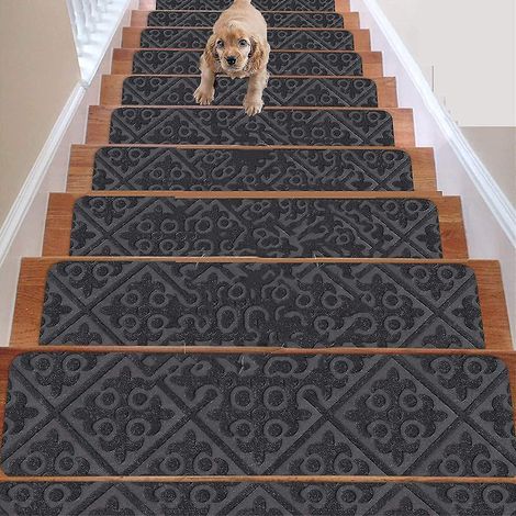Lot de 14 bandes antidérapantes pour marches d'escalier, 20 x 76 cm, pour enfants, personnes âgées, animaux domestiques, pour éviter de tirer sur les escaliers (doré) (1/5)