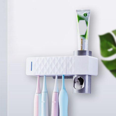 Stérilisateur de brosses à dents à ultraviolets multifonctionnel mural pour la maison, support pour brosses à dents, outil de désinfection pour les soins buccaux, prise UE 100-240 V (1/5)