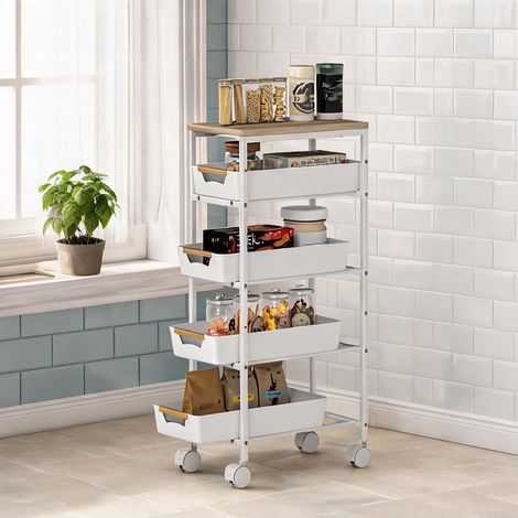 Desserte de cuisine en métal plastique 39,5 x 24 x 82 cm (1/5)