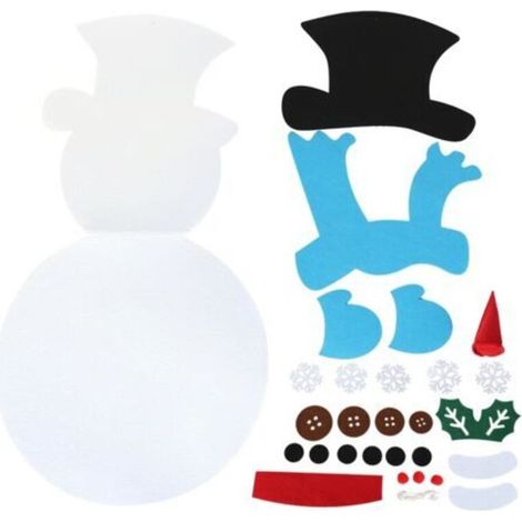 Bonhomme de neige en feutre pour enfants, cadeaux pour enfants, bricolage, ornement de nol détachable, jeux muraux suspendus pour décorations de nol, écharpe bleue (1/4)