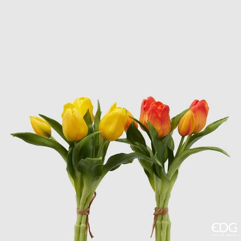 BOUQUET TULIPANI OLIS ARTIFICIALE H28CM GIALLO O ARANCIONE ASSORTITO (1/4)