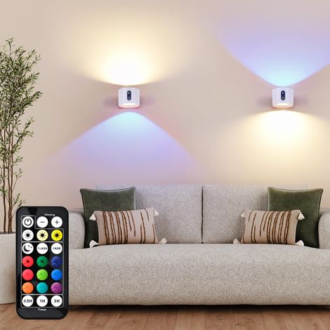 Lot de 2 Applique murale LED sans fil RGB avec Télécommande (1/5)