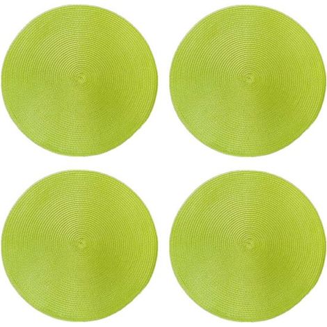 Set di 4 tovagliette rotonde color antracite Ø 38 cm - Sintetiche con effetto naturale (1/5)
