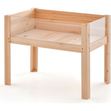 Bac potager surélevé en sapin avec fenêtre en acrylique transparente et drainage pour jardin, terrasse et cour (1/5)
