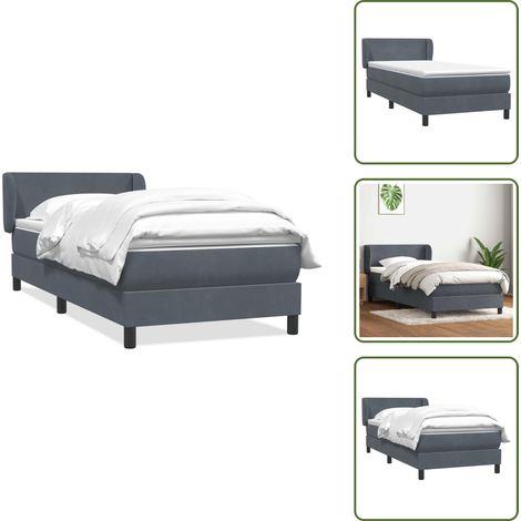 Cama de muelles ensacados - vidaXL Cama box spring con colchón terciopelo gris oscuro 80x210 cm - Cama de muelles con orejas
