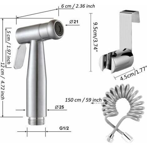 Kit de Bidet de Toilette de haute qualité, avec crochet de réservoir d'eau et tuyau de douche flexible télescopique en ABS de 59\
