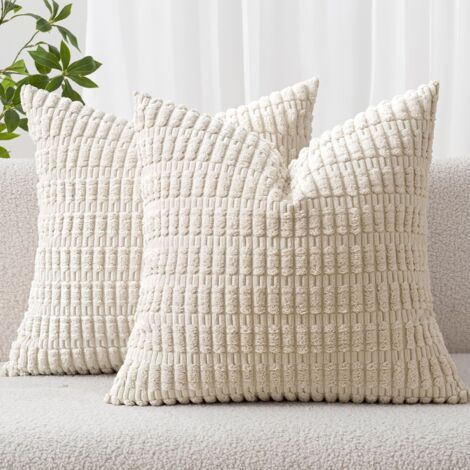 QORVA-Taie d'oreiller en peluche, blanc cassé, 5050cm (hors garniture), lot de 2, décoration intérieure, canapé, canapé de salon.