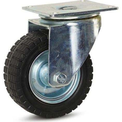 Roulette pivotante - MESO - Caoutchouc large - Platine - 200mm - 600kg