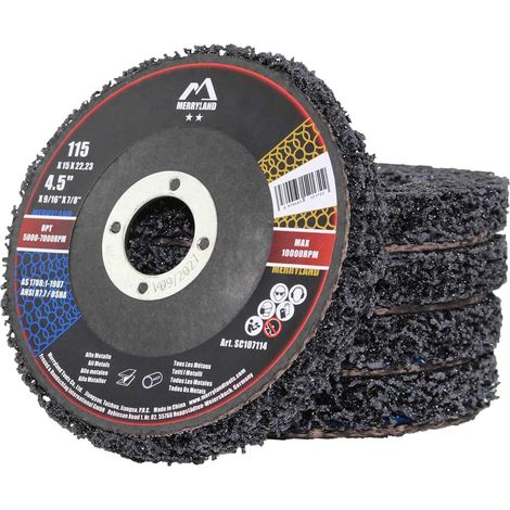 Disque de Décapage 115 Peinture Rouille Meuleuse d'Angle, 115mm Noir Disques de Nettoyage Disque CSD Disque à Décaper 5 Pièces, Métal INOX Acier Fer, Craft-Line SC107114-05 (1/5)