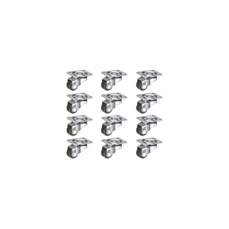 Lot de 12 petites roulettes pivotantes de 1,3 cm (0,5 po), roulettes autocollantes à profil bas, plaque supérieure en acier pour petits appareils, meubles et boîtes de rangement (1/5)