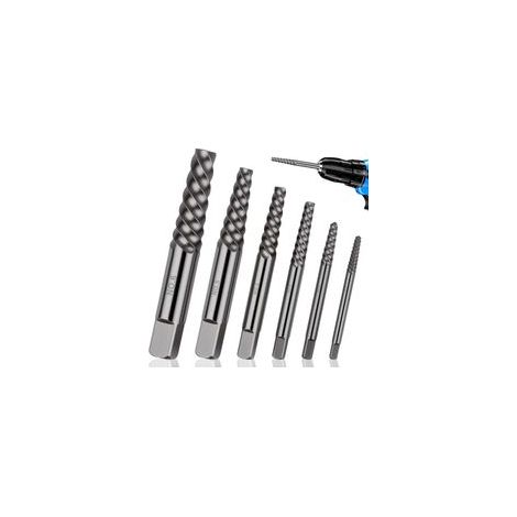 Extracteur de Vis Cassée Tourne a Gauche Extracteur 6Pcs Kit D'extracteur de Vis Cassé Extracteurs à Gauche avec Boîte de Rangement pour Enlever Cassées Coincées ou Abîmées