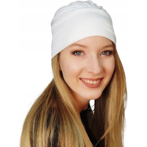 Turban Jasmina écru à volants sans motif, même après chimiothérapie (1/5)