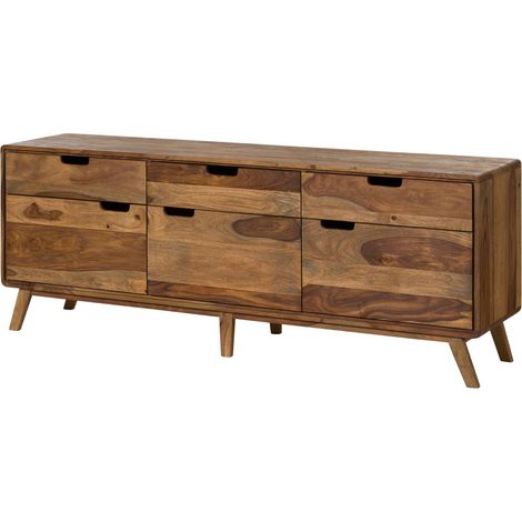 Sideboard Sheesham 180x40x65 natur sandgestrahlt lackiert MALMÖ 2 231