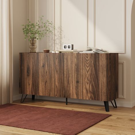 Aparador Trorlon con 4 puertas 160x40x83 cm Nogal/Travertino (1/5)