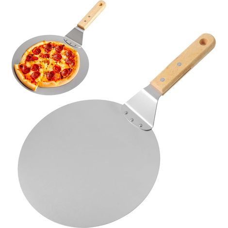 Bardusch-Spatule à pizza de 25 cm, spatule ronde en aluminium, légère et facile à utiliser, parfaite pour les pizzas et le pain faits maison. (1/5)