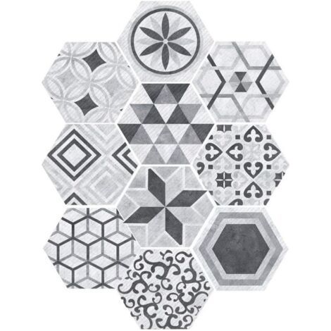 QORVA-Carrelage Autocollants Hexagonal Style Industriel Anti-Slip Auto-Adhésif Amovible Sticker Mur-Fei Yu (1/4)