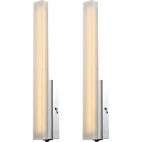 Set di 2 applique LED design da parete illuminazione soggiorno corridoio lampade cromate altezza 33 cm