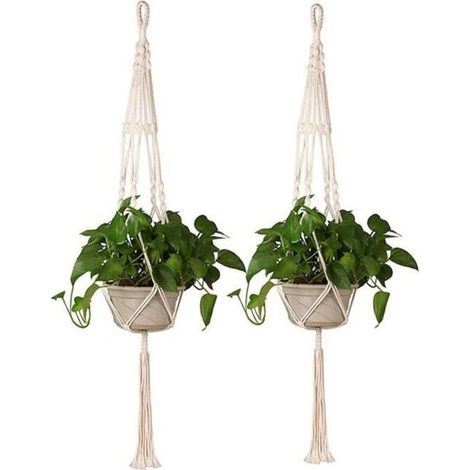 Lot de 2 Suspension de Pot de Plante Cintres pour Pot de Fleurs avec Macramé Decoration Porte Plantes Décoration du Jardin