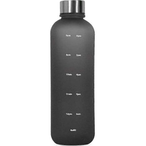 Gobelet isotherme grande capacité en plastique transparent mat avec couvercle en cuivre et indicateur de temps (1000 ml) pour le camping