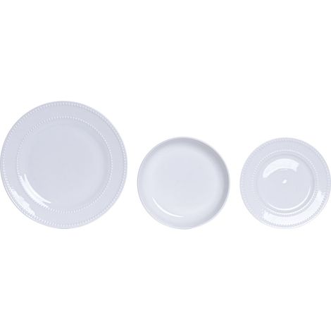 Vajilla Set 18 Porcelana 28X28X2,3 Perla Relieve (1/5)