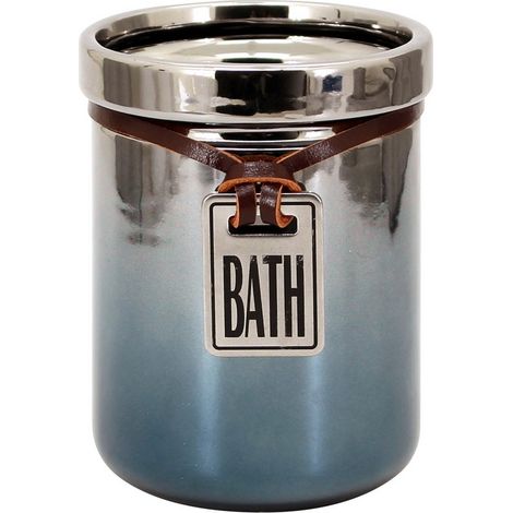 Bicchiere in ceramica cromo/blu - serie Mirror (1/3)