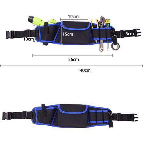 Tragbare, multifunktionale Werkzeugtasche, kleine Aufbewahrungstasche aus Oxford-Canvas für Elektriker, Werkzeugorganizer mit Gürtel, blau, L107 56x8cm (1/3)
