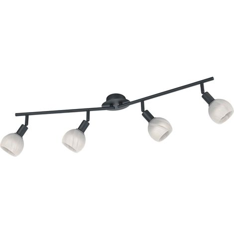 Plafonnier Brest R80594032 - Métal rouillé et verre albâtre - 4 ampoules E14 non incluses (1/4)