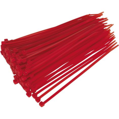 Sealey CT20048P100R Cable Tie 200 x 4.4mm, Red - Pack of 100