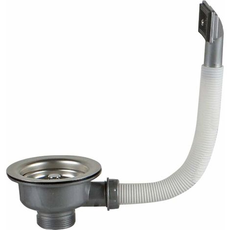 Kit de vidange avec trop plein panier en acier inoxydable carré 110 mm 1 34 + ABS (1/5)