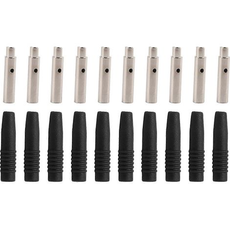 10 connecteurs banane isolés de 2 mm avec capuchon de protection pour appareils de test, noirs (1/4)
