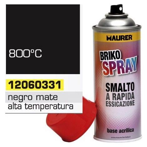 MAURER 093343 esmalte Alte Temperature 800 °, Briko spray, Negro Mate, 400 ml (1/2)