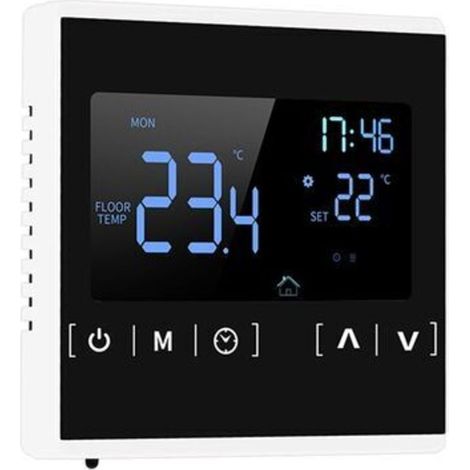 Programmierbarer Thermostat für Heizkessel. Intelligenter Touchscreen. Netzanschluss 85–240 V. Genauigkeit ±1 °C. Kompatibel mit Fußbodenheizung. (1/5)