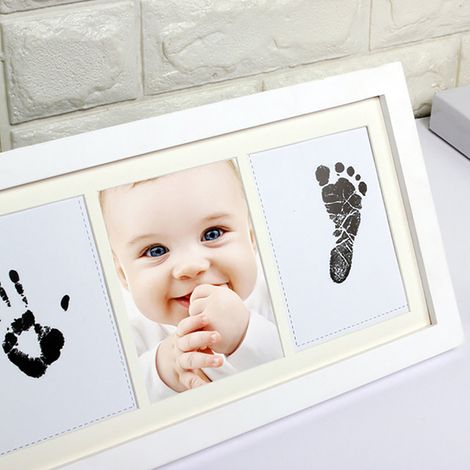 Cadre Photo Empreintes Bébé Nouveau-né - Kit Complet Idée Cadeau Naissance Original (1/5)