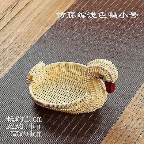 Obstkorb aus Rattan, Aufbewahrungskorb für den Haushalt, Aufbewahrungskorb mit Tiermotiv aus Rattan, multifunktionale Dekoration – kleine Entenform