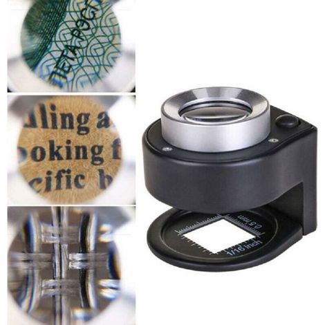 Loupe - 30x - Éclairage À 6 Led - Structure Métallique - Pliable - Avec Support De Bureau Et Anneau De Fixation - Pour Textile Optique Bijoux Pièces Timbres Gemmes - 1 Unité (1/5)
