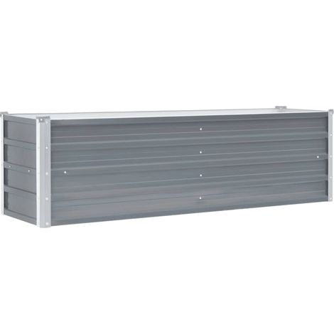 Aiuola rialzata per piante e fiori acciaio zincato 160 x 40 x 45 cm grigio 020001091