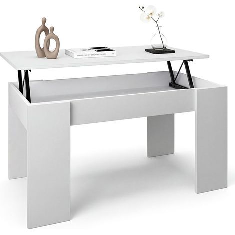 Mesa de centro elevable con almacenaje 90x43-53 cm Norak Blanco Artik (Blanco Mate) 50cm (ancho) x 43,5cm (alto)