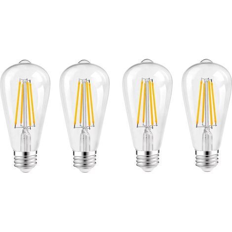 4W Edison Ampoule Filament LED E27, Blanc Chaud 2700K, Lampe Vintage Ampoule Rétro, Non-dimmable,64x145mm Lot de 4