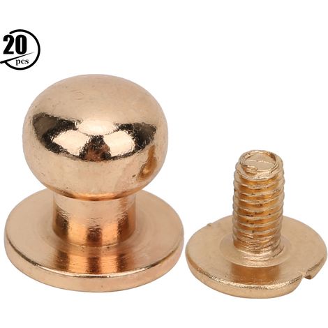 Clous Ronds En Cuivre Avec Vis Pour Cuir - Rivets Dorés 10x8mm - Bricolage Sacs Colliers Ceintures - Lot De 20 Pièces (1/5)