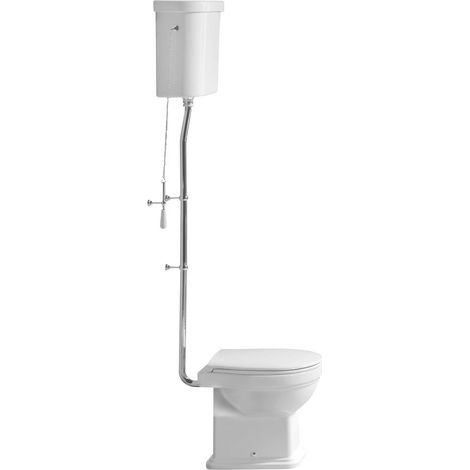 Cuvette WC CLASSIC avec réservoir d'eau, siphon en S, blanc-chrome (1/2)