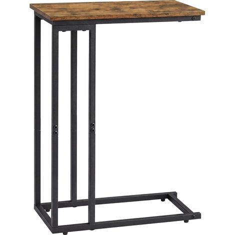 Levede Side Table C Shaped Space Saving for Sofa Bedroom Rustic Brown (1/5)