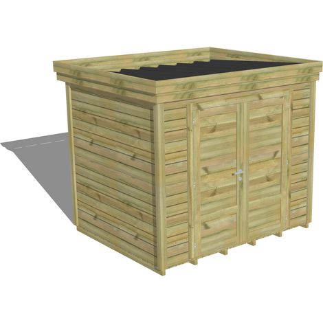 ABRI DE JARDIN bois Pin autoclave 27mm - 2,64x2,14m / 5,7m2 - Bac acier - Plancher bois
