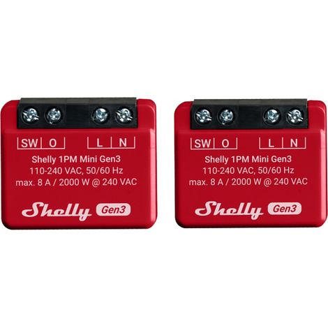 SHELLY WLAN-Schaltaktor 1PM Mini Gen 3, rot, 2 Stück (1/4)
