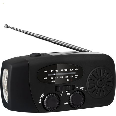 Radio de survie AM/FM/NOAA à manivelle, lampe torche, batterie 2000mAh pour urgences (tempêtes, tremblements de terre) (1/5)