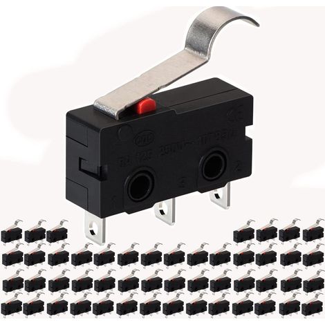 Micro Interrupteur Fin de Course - 50 Pièces - Plastique Durable - Levier à Rouleau SPDT - Électronique et Automatisme - 3 Broches AC 250V (1/5)