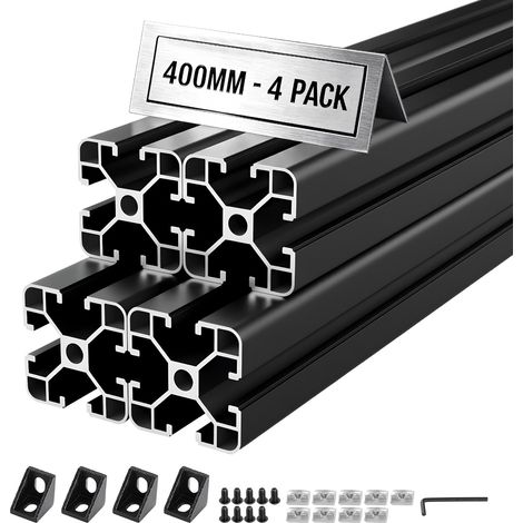 Profilé Aluminium Extrudé 4040 4 PCS Profilé Alu Anodisé 400 mm Rainure en T Standard Européen pour Châssis d'Imprimante 3D, Machine CNC, Mobilier, Établis, Bricolage, Haute Résistance, Noir (1/5)
